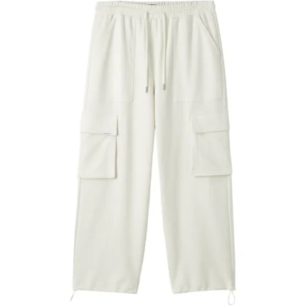 5cm White Drawstring Cargo Trousers