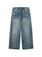 distressed wide leg jeans