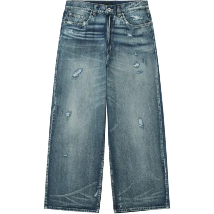 distressed wide leg jeans
