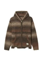 distressed ombré effect zip up hoodie