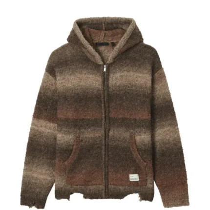 distressed ombré effect zip up hoodie