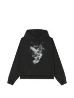 graphic print raw edge hoodie