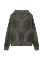 mesh knit zip up hoodie