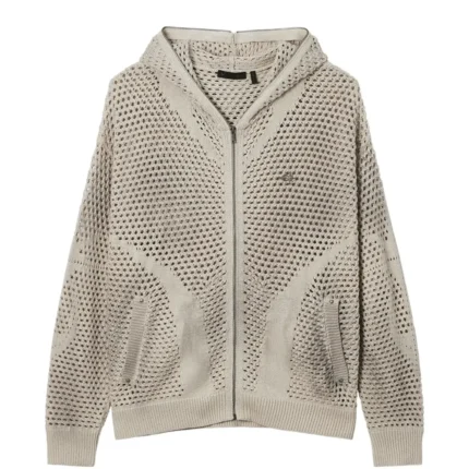 open knit zip up hoodie