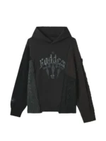 patchwork cable knit hoodie