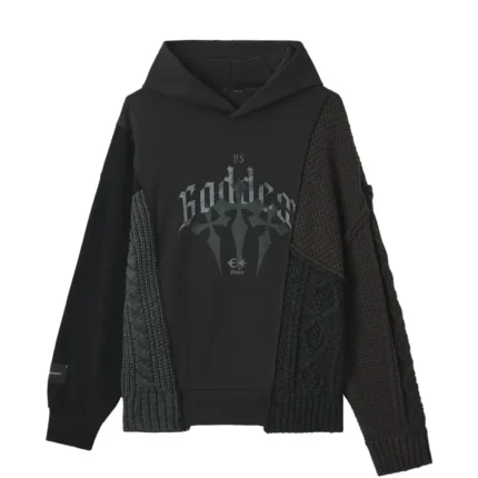 patchwork cable knit hoodie