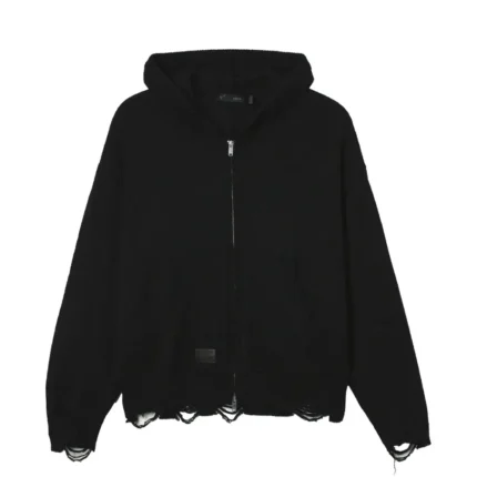 skeleton motif distressed hoodie (1)